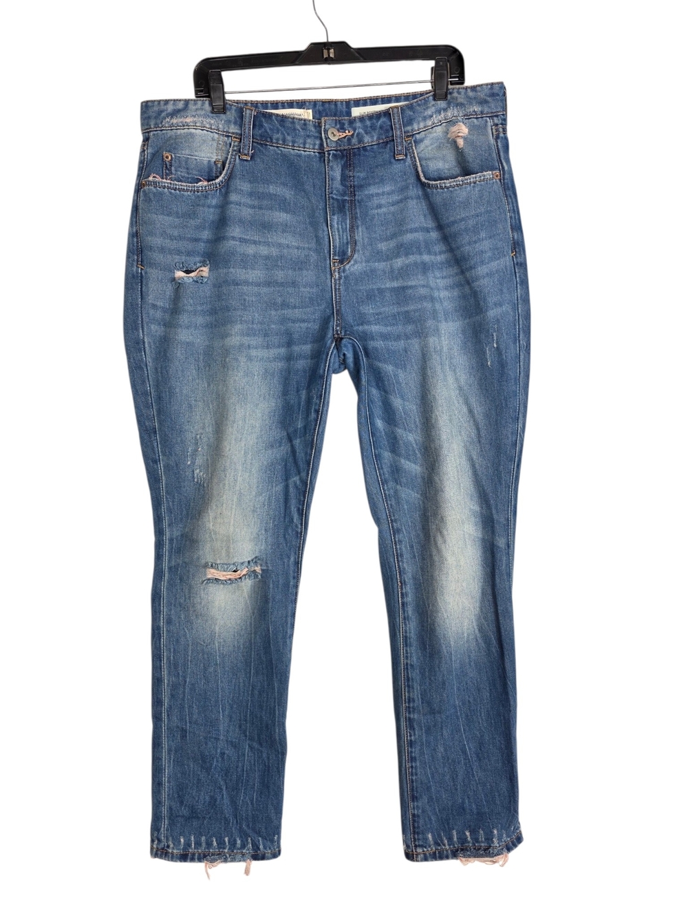 Pilcro and the Letterpress Slim Boyfriend Blue Distressed Denim Jeans
